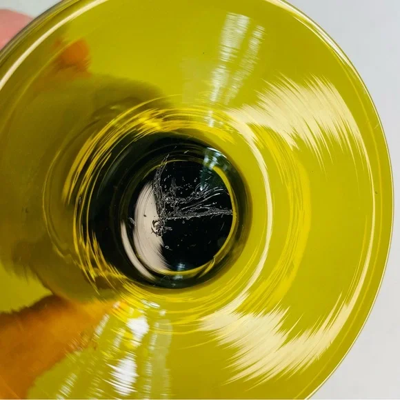 7 Olive Avocado Green Footed Vintage Tumblers Mid Century Glassware Barware